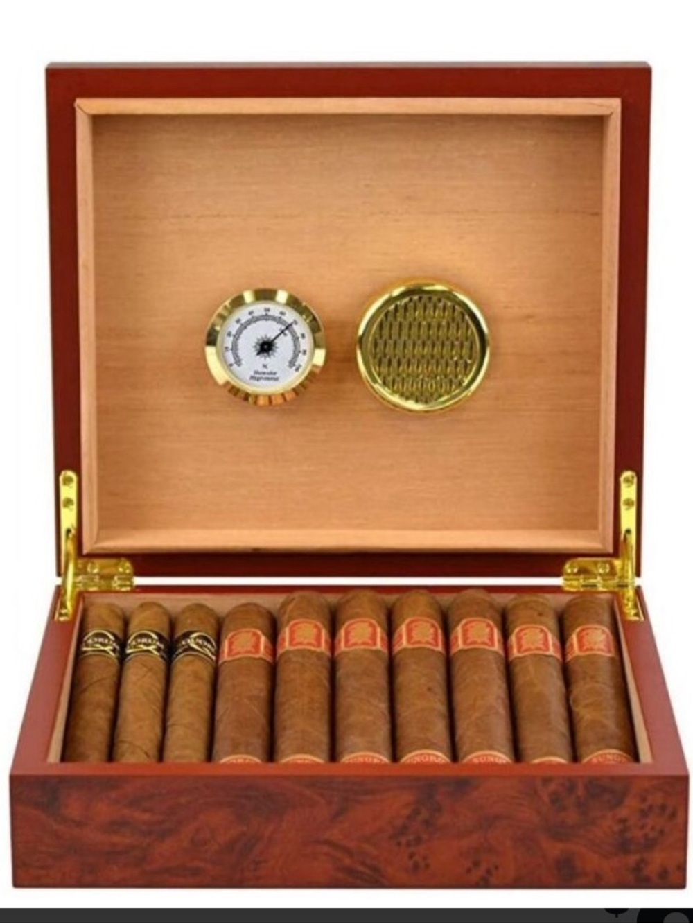 Humidor Cigar Storage Box with Hygrometer - Brown